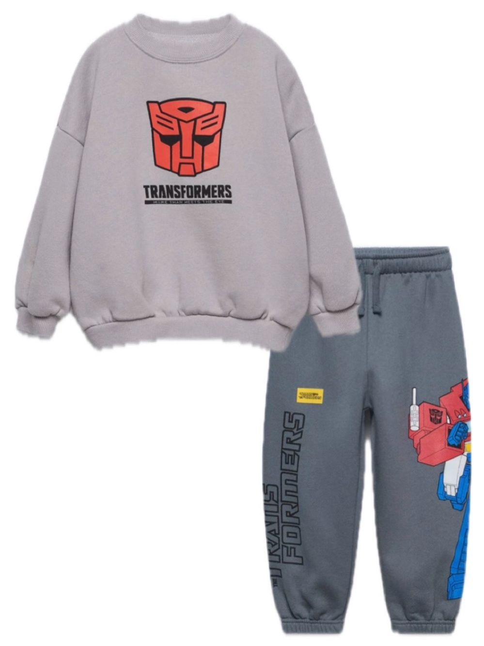 Zara Gray Sweatshirt & Joggers Set with Red Transformers Logo